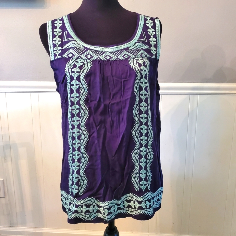 Skies Are Blue Maximilian Embroidered Tank - Size Large NWT